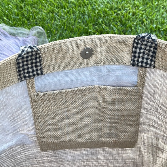 🌺 Mona B; CUTE Boutique Burlap “Flowers since 1952” Parisian Large Market Bag! - Picture 11 of 15